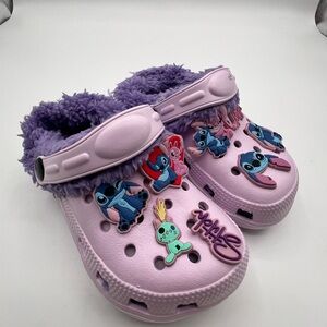 💜Disney Lilac Kids Slippers with Cartoon Accents Size 9.5/10.5